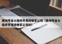 赣州专业小程序开发找哪家公司（赣州专业小程序开发找哪家公司好）