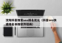 沈阳抖音搜索seo排名优化（抖音seo快速排名帝搜软件招商）