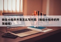 微信小程序开发怎么写代码（微信小程序的开发编程）