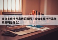 微信小程序开发代码源码（微信小程序开发代码源码是什么）