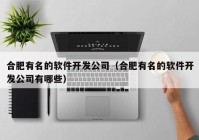 合肥有名的软件开发公司（合肥有名的软件开发公司有哪些）