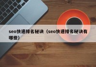 seo快速排名秘诀（seo快速排名秘诀有哪些）