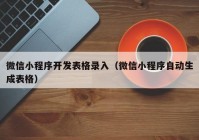 微信小程序开发表格录入（微信小程序自动生成表格）