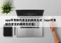 app开发制作常见的两种方式（app开发制作常见的两种方式是）