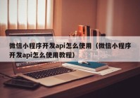 微信小程序开发api怎么使用（微信小程序开发api怎么使用教程）