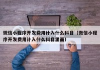 微信小程序开发费用计入什么科目（微信小程序开发费用计入什么科目里面）