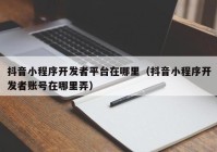 抖音小程序开发者平台在哪里（抖音小程序开发者账号在哪里弄）