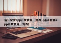 浦江企业app开发费用一览表（浦江企业app开发费用一览表）