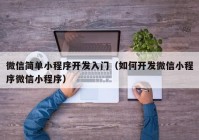 微信简单小程序开发入门（如何开发微信小程序微信小程序）