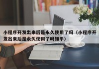 小程序开发出来后是永久使用了吗（小程序开发出来后是永久使用了吗知乎）