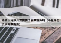 系统小程序开发需要了解数据库吗（小程序怎么调用数据库）