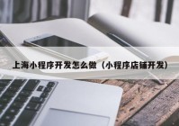 上海小程序开发怎么做（小程序店铺开发）